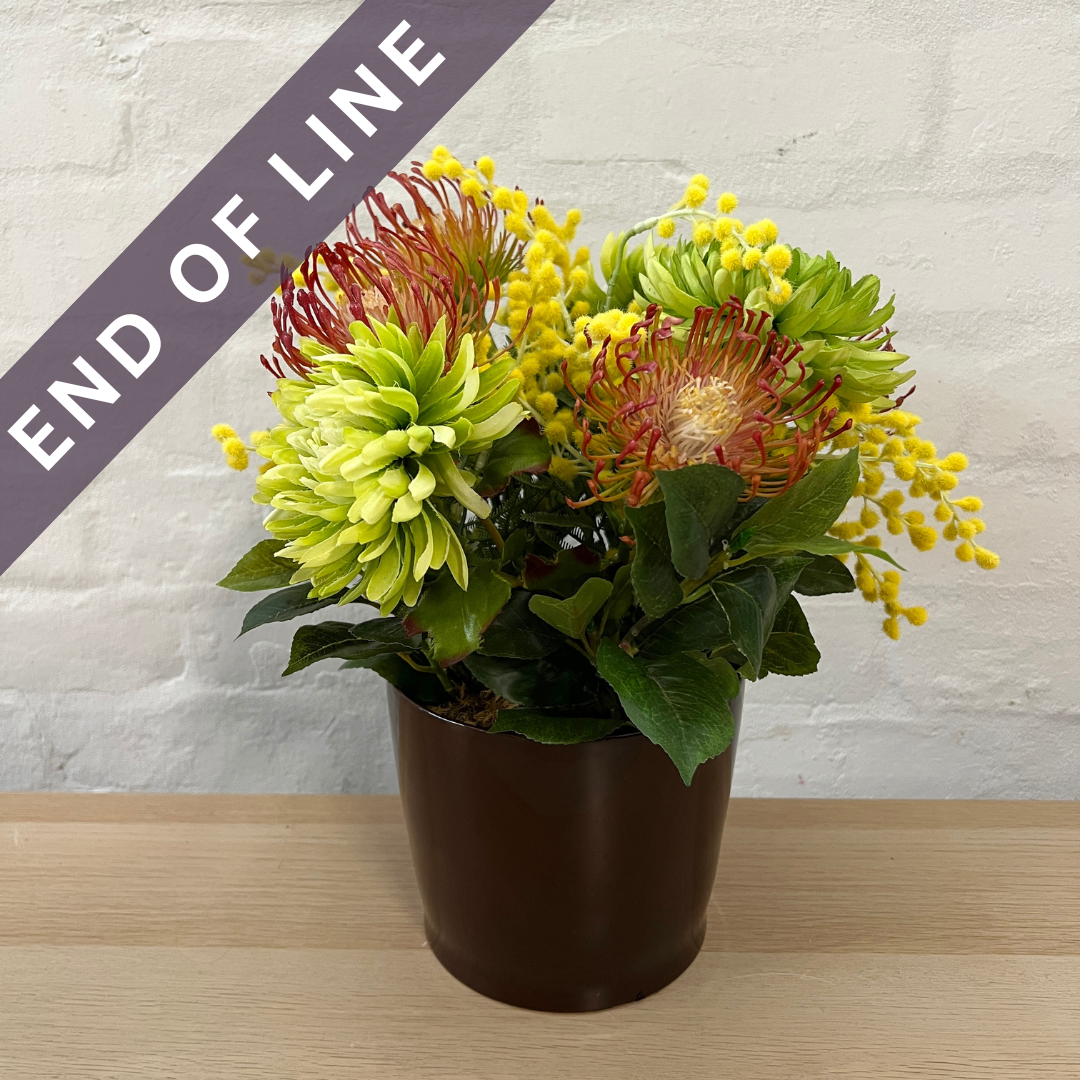 Artificial Floral Arrangement (Ex Rental) Greens and Oranges Ceramic