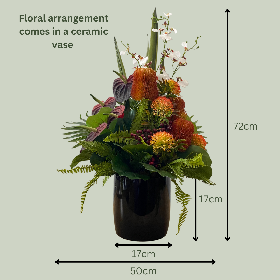 Artificial Floral Arrangement (Ex Rental) Oranges and Reds Ceramic
