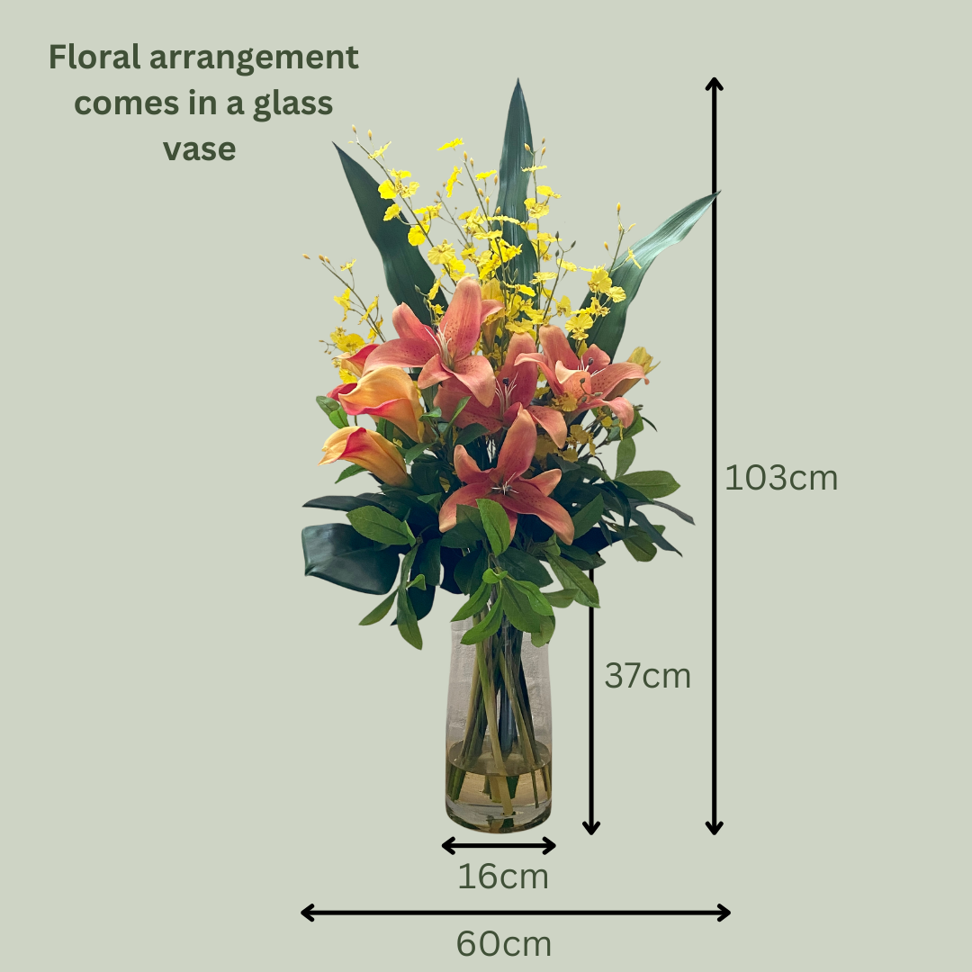 Artificial Floral Arrangement (Ex Rental) Oranges and Yellows