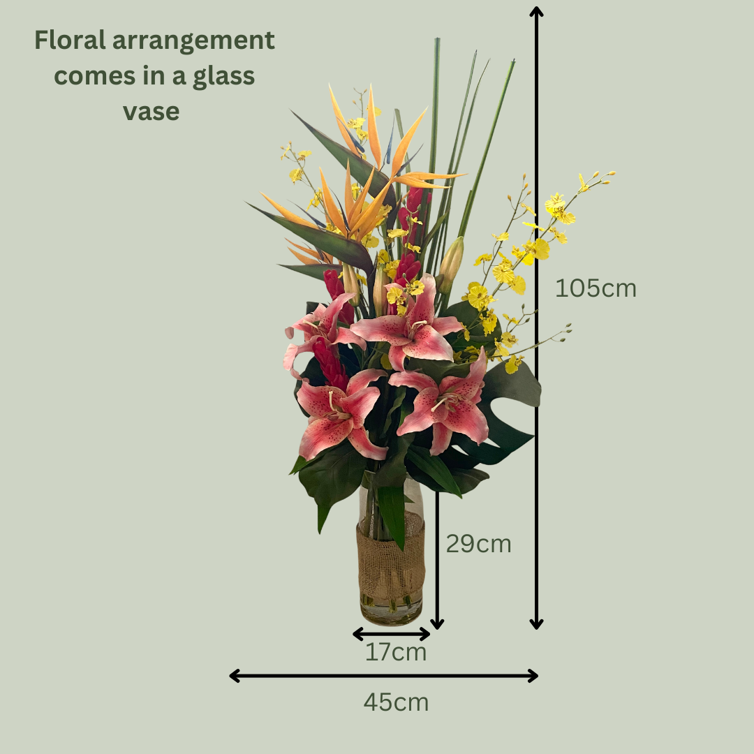Artificial Floral Arrangement (Ex Rental) Pinks and Yellows