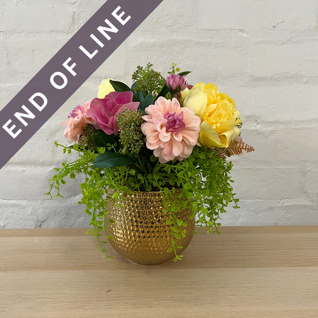 Artificial Floral Arrangement (Ex Rental) Pinks and Yellows Ceramic