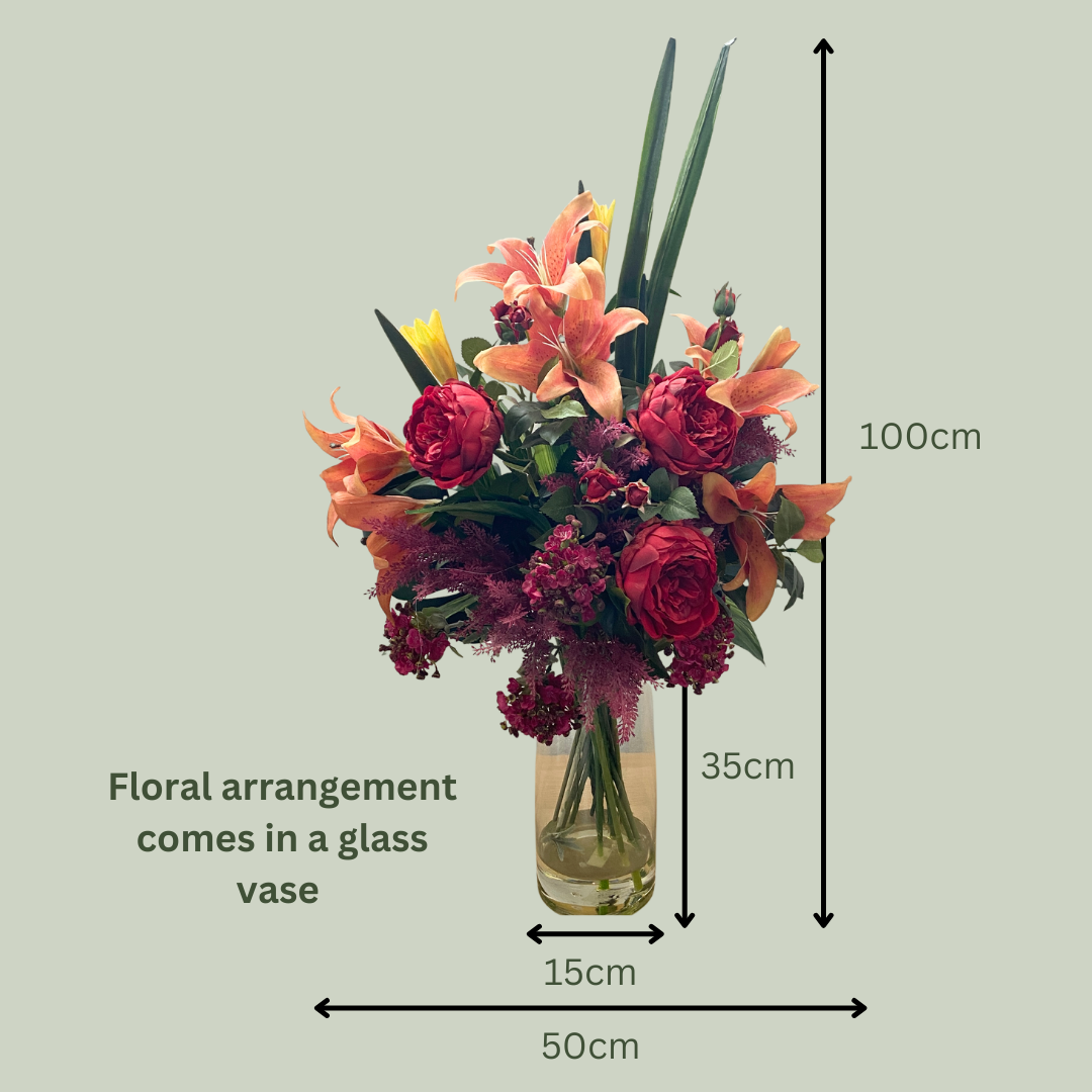 Artificial Floral Arrangement (Ex Rental) Reds and Oranges #2