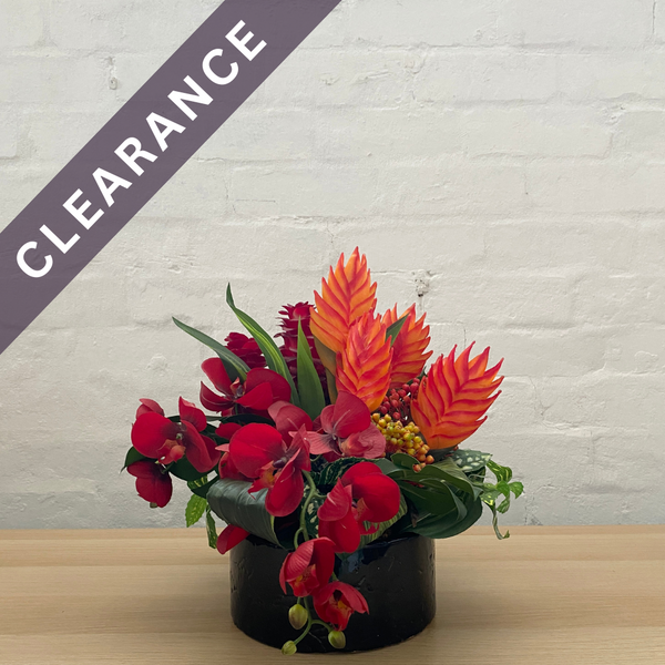 Artificial Floral Arrangement (Ex Rental) Red and Orange Ceramic