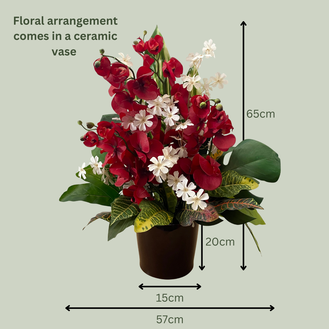 Artificial Floral Arrangement (Ex Rental) Reds and Whites Ceramic