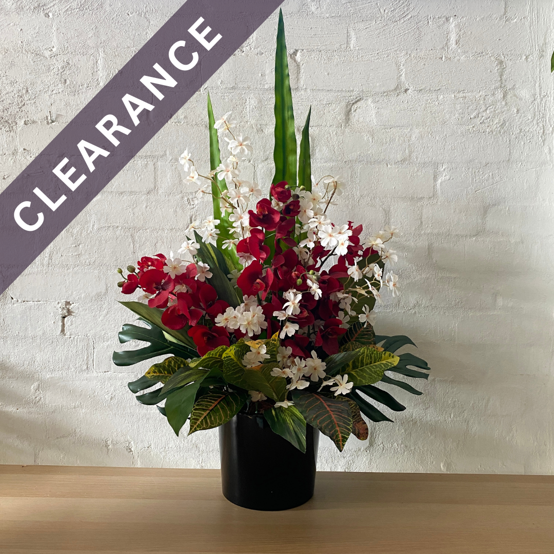 Artificial Floral Arrangement (Ex Rental) - Reds and Whites Ceramic #2