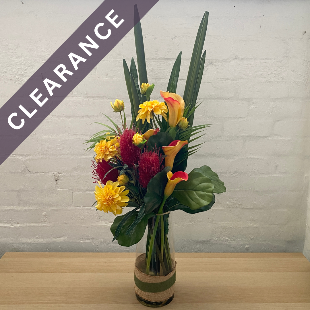 Artificial Floral Arrangement (Ex Rental) Reds and Yellows