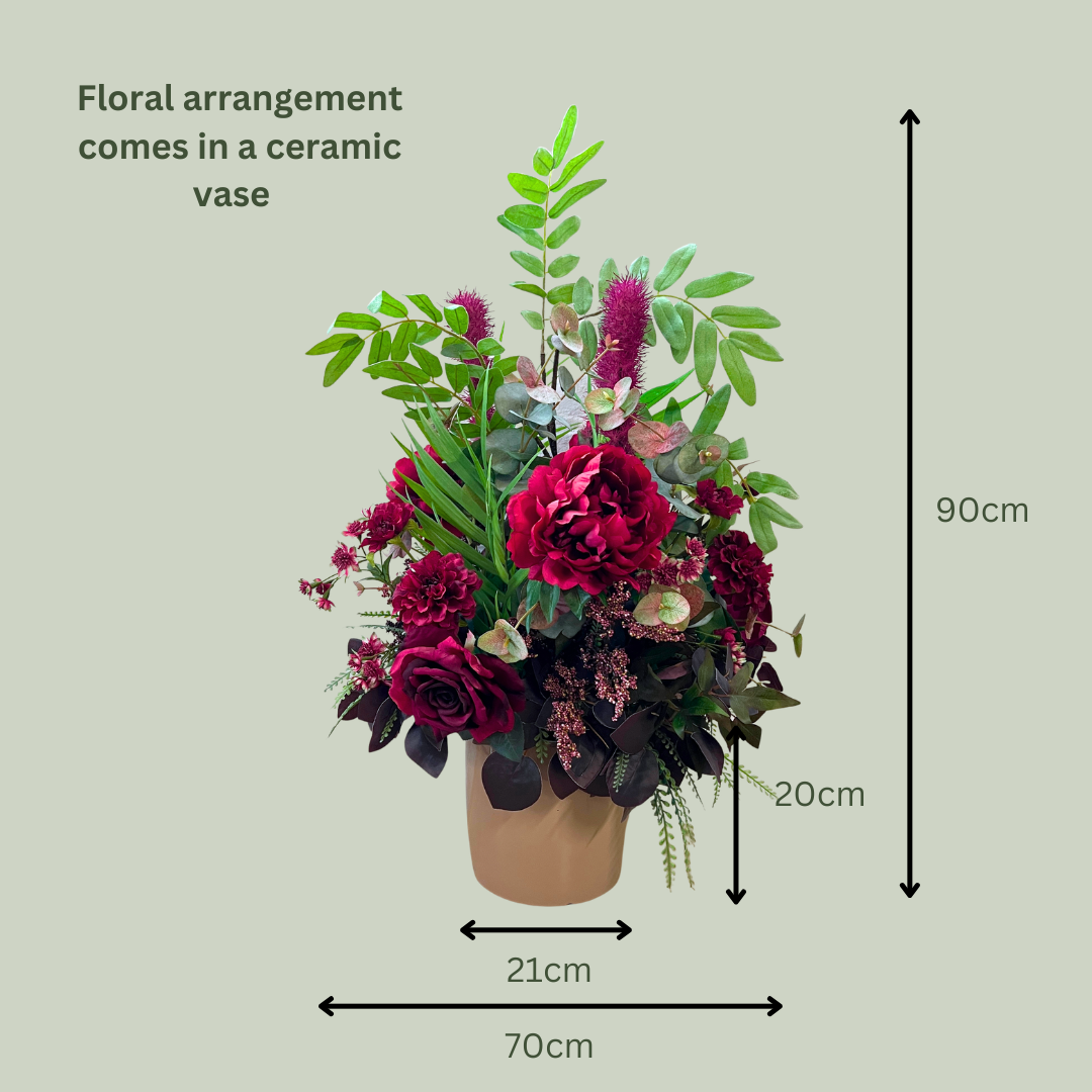 Artificial Floral Arrangement (Ex Rental) Reds Ceramic #2