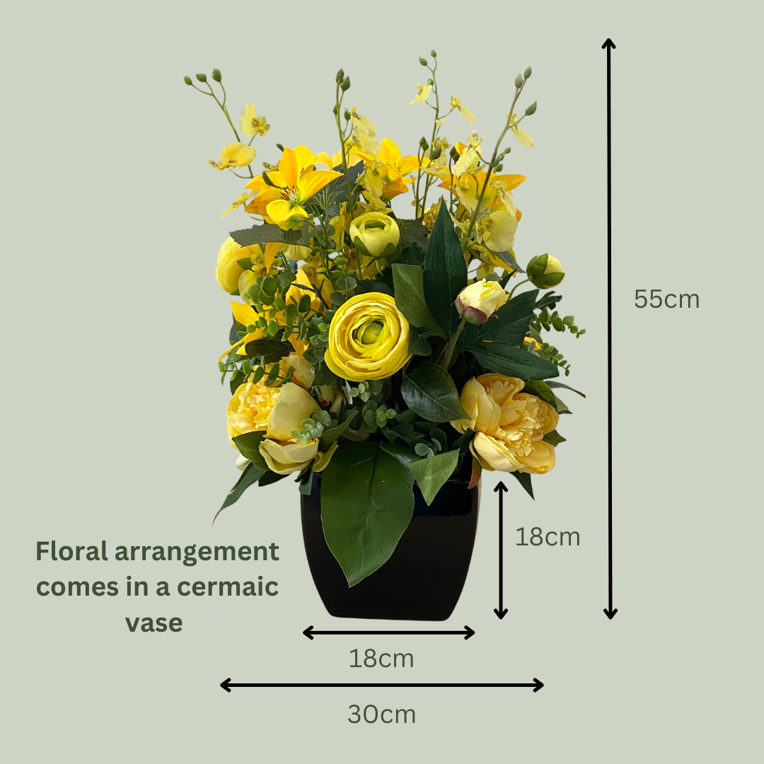 Artificial Floral Arrangement (Ex Rental) Yellows Ceramic