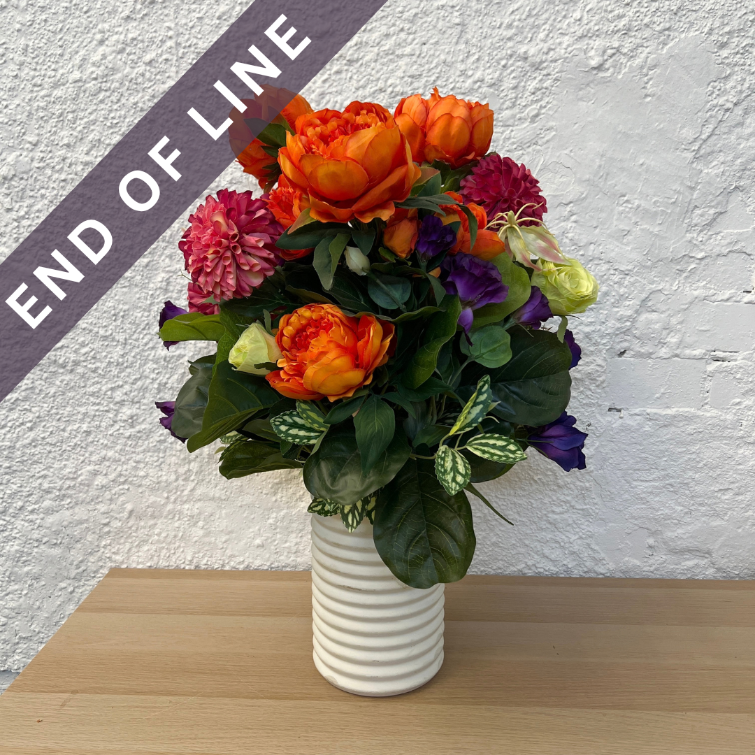 Artificial Floral Arrangement (Ex Rental) Oranges and Purples Ceramic