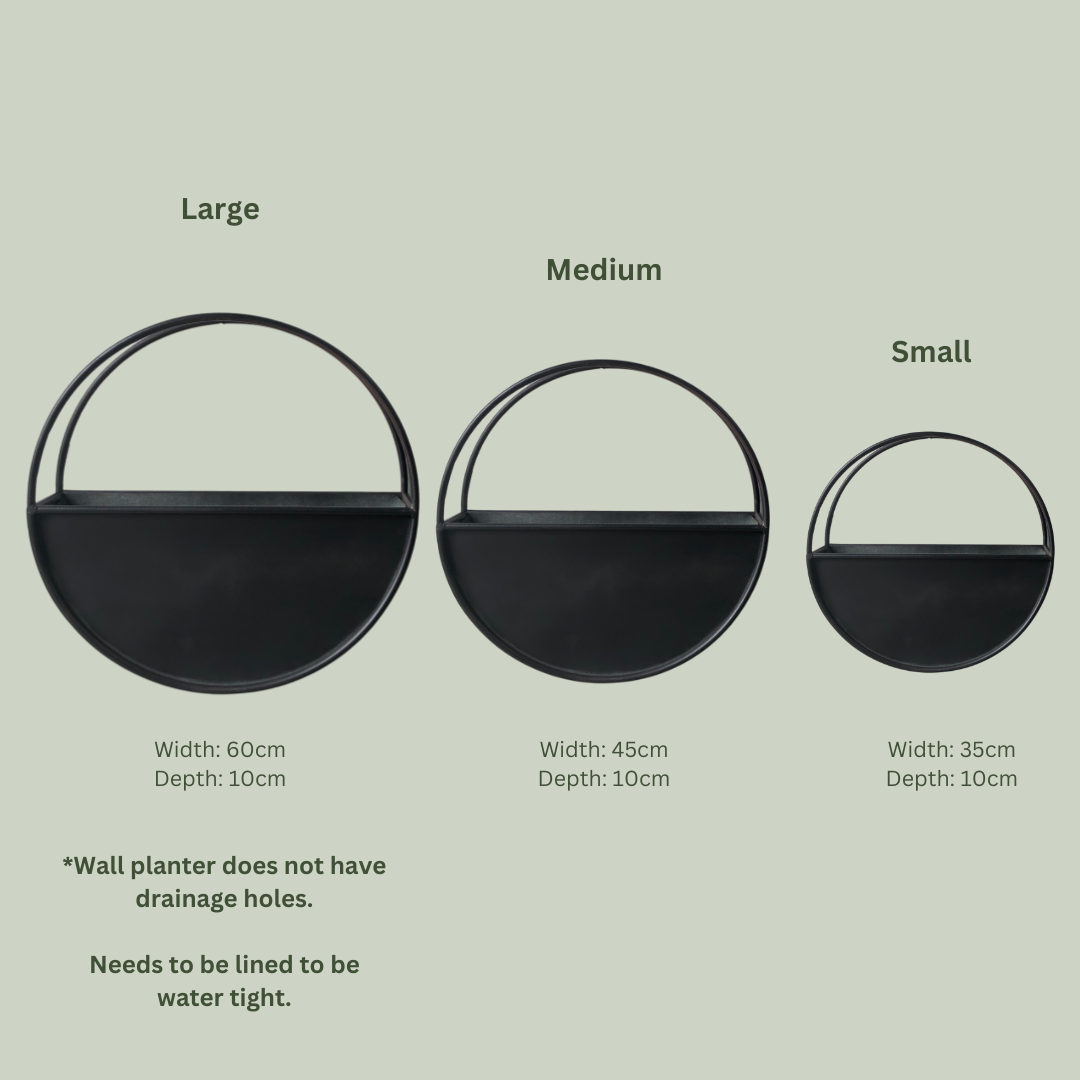 Half Moon Wall Planter | Black Metal