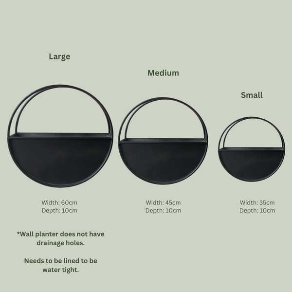 Half Moon Wall Planter | Black Metal
