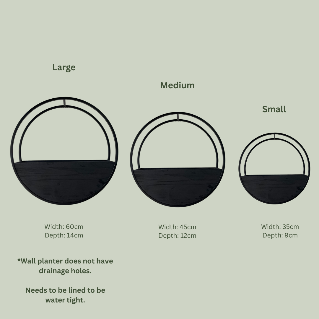 Half Moon Wall Planter | Black Metal