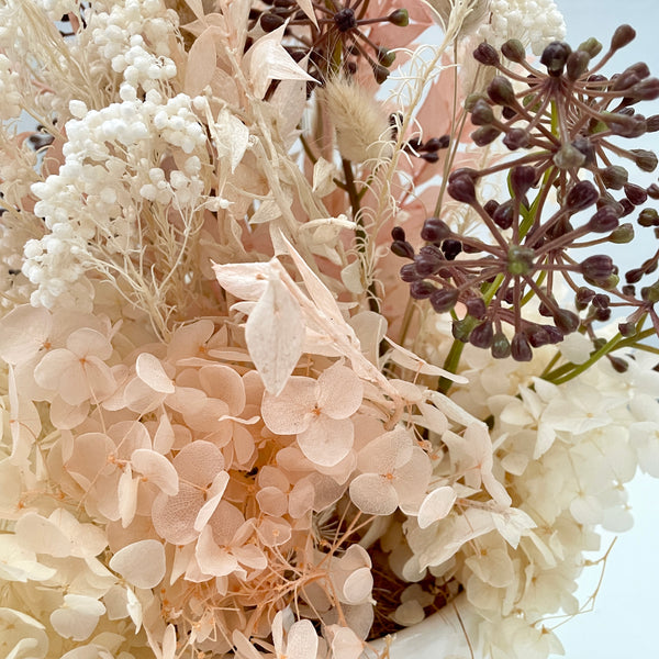 Dried and Preserved Floral Arrangement - Whites and Pinks Ceramic Vase #2