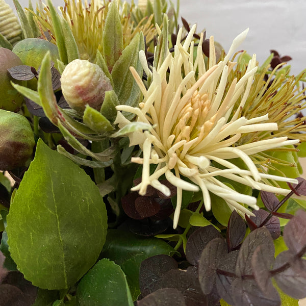 Artificial Floral Arrangement (Ex Rental) Greens and Whites Ceramic