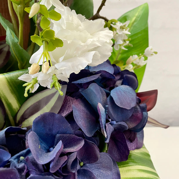 Artificial Floral Arrangement (Ex Rental) - White and Purple Ceramic