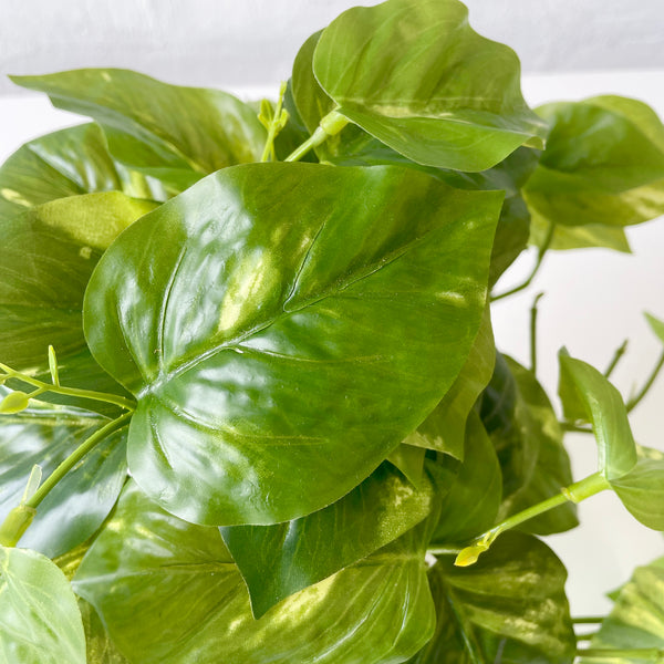 Artificial Pothos Hanging Bush in White Pot