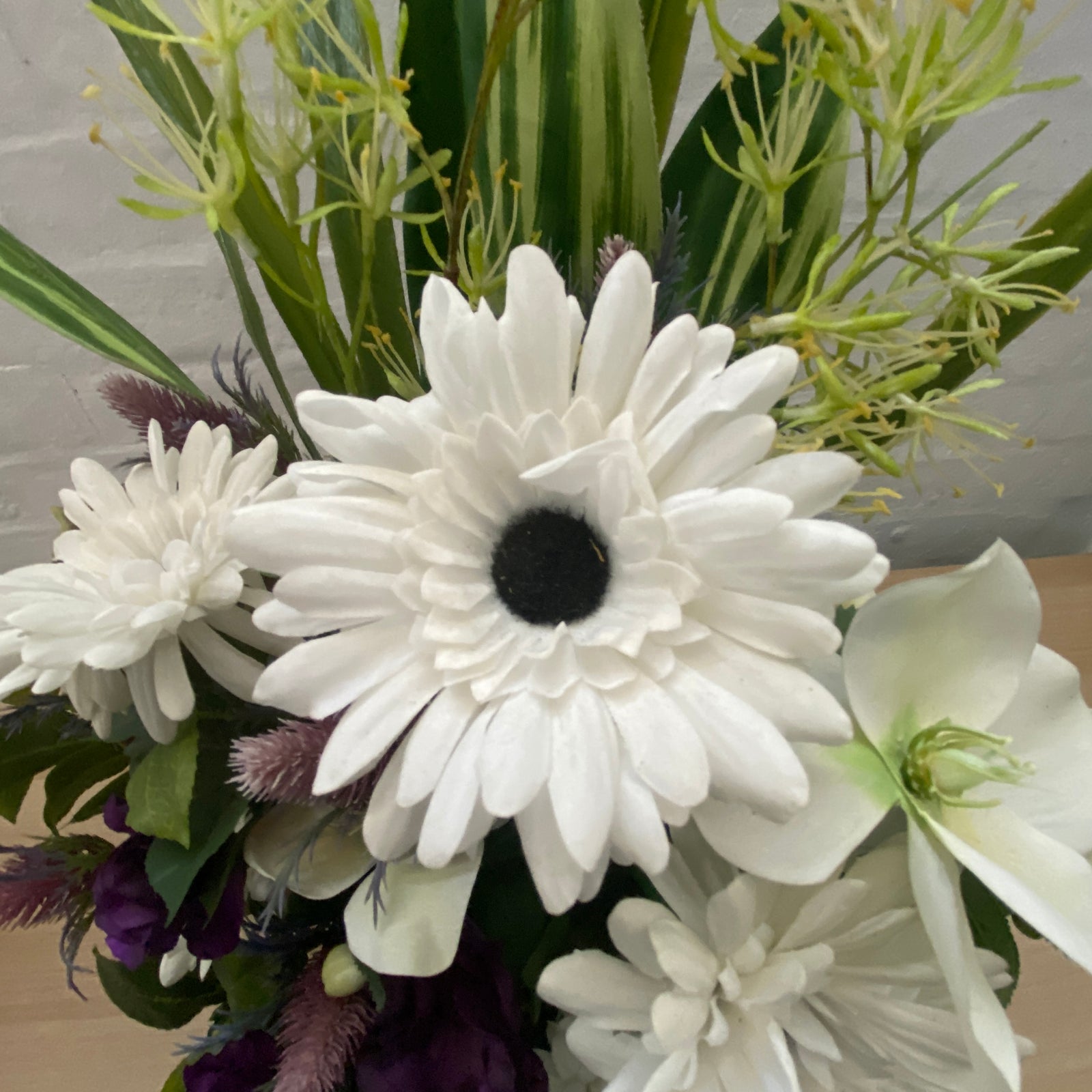 Artificial Floral Arrangement (Ex Rental) Whites and Purples Ceramic