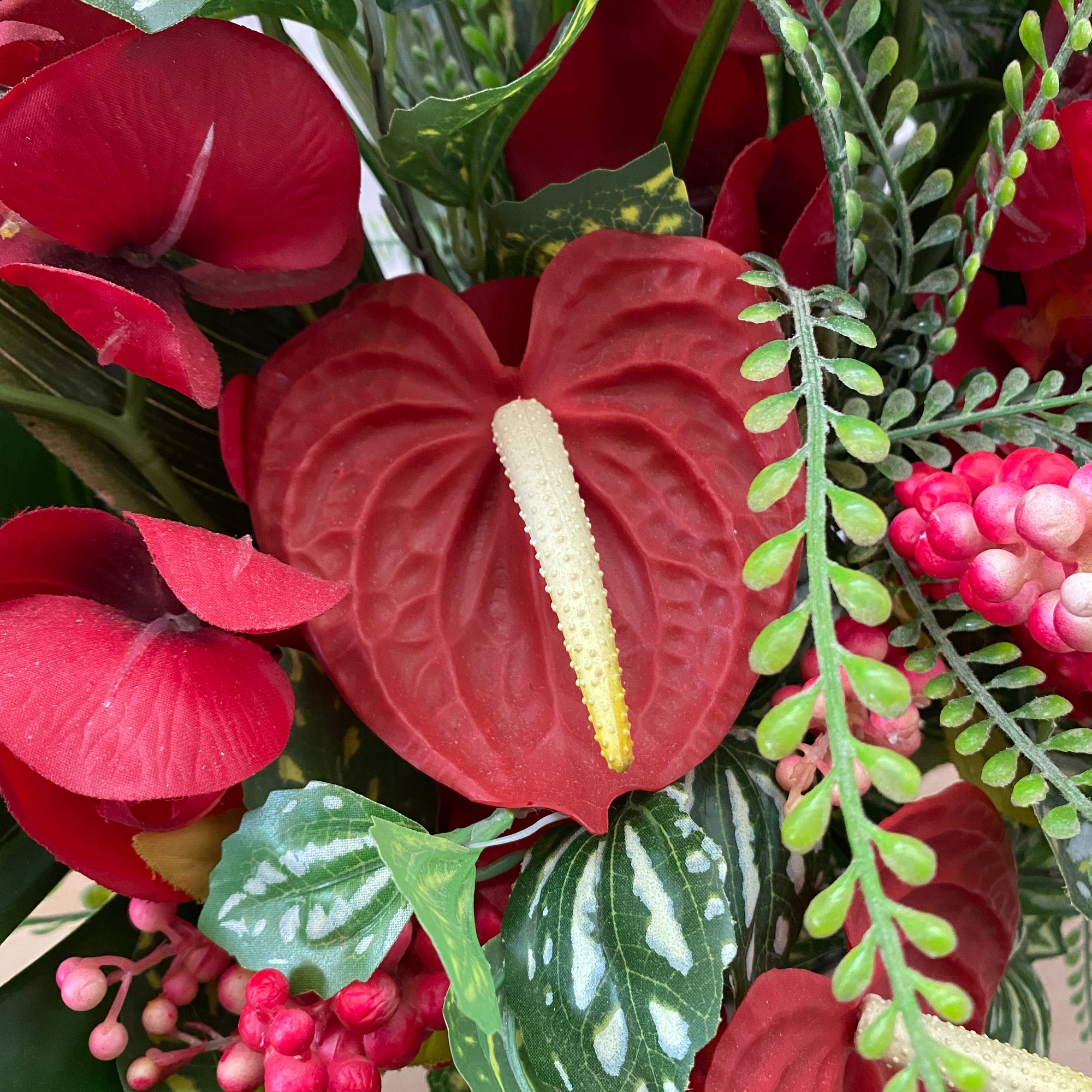 Artificial Floral Arrangement (Ex Rental) Reds and Greens Ceramic  #4