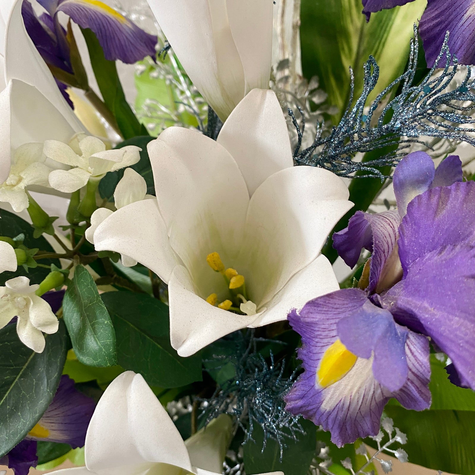 Artificial Floral Arrangement (Ex Rental) - Purples and Whites Ceramic #3