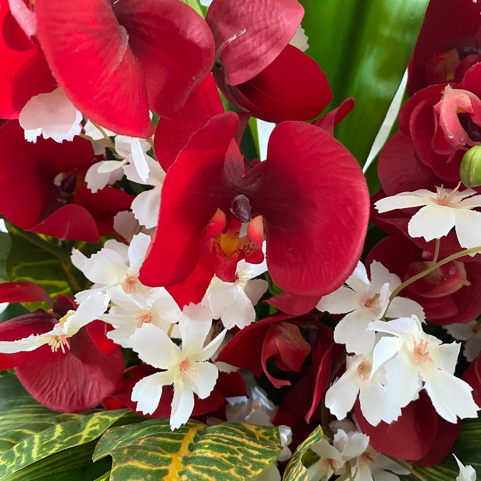 Artificial Floral Arrangement (Ex Rental) - Reds and Whites Ceramic #2