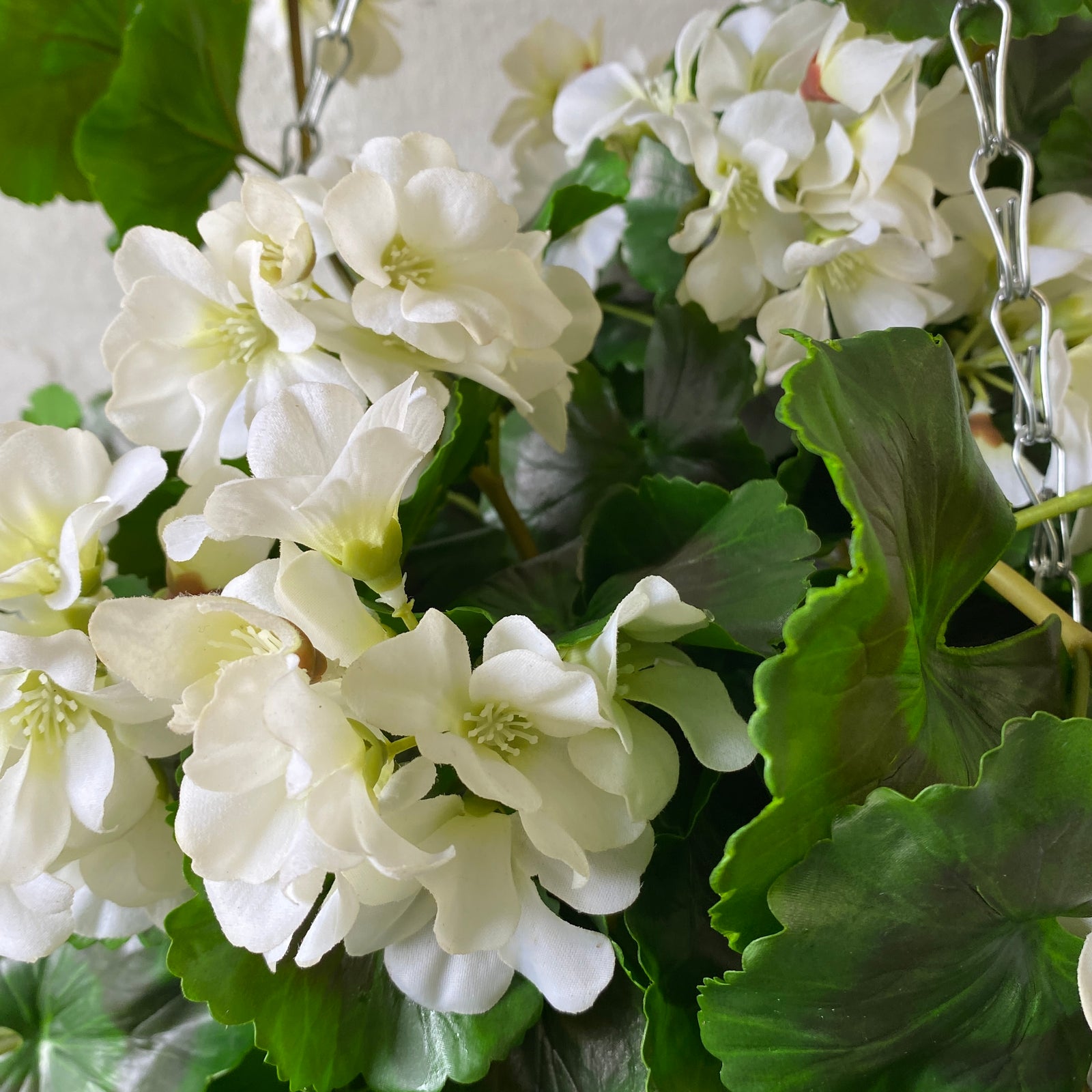 Artificial Hanging White Geranium Bush | Outdoor