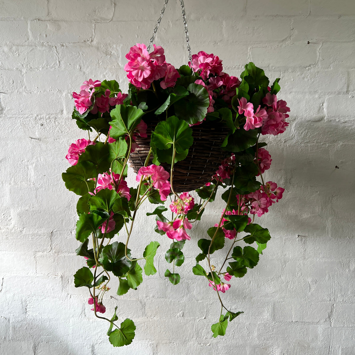 Artificial Hanging Pink Geranium Bush | Outdoor