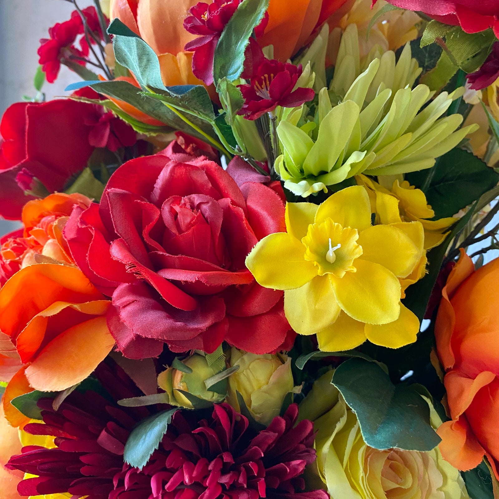 Artificial Floral Arrangement (Ex Rental) - Reds and Yellows Bunch