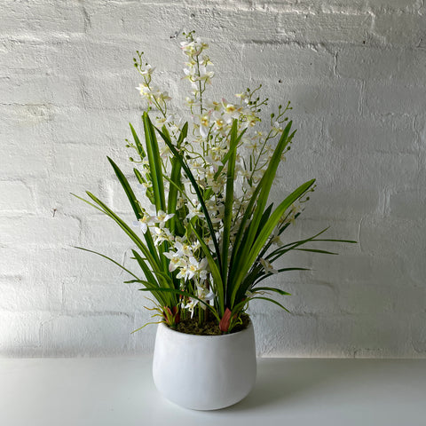 Artificial Dancing Orchid | White