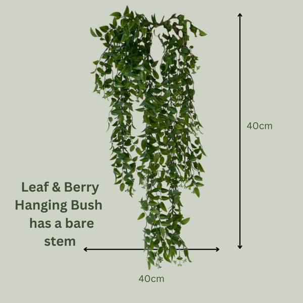 Artificial Leaf & Berry Hanging Bush | Green