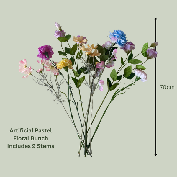 Artificial Pastel Floral Bunch | 9 Stems