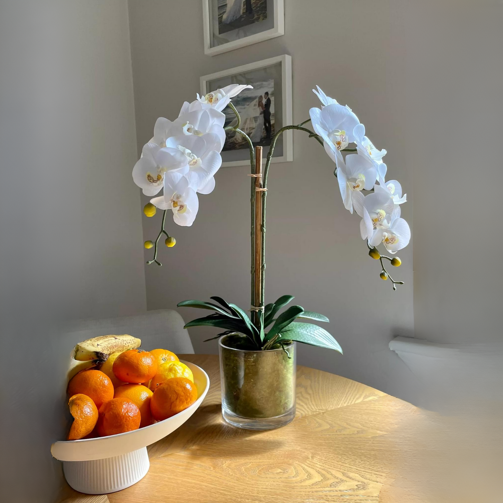 Artificial White Orchid | Glass