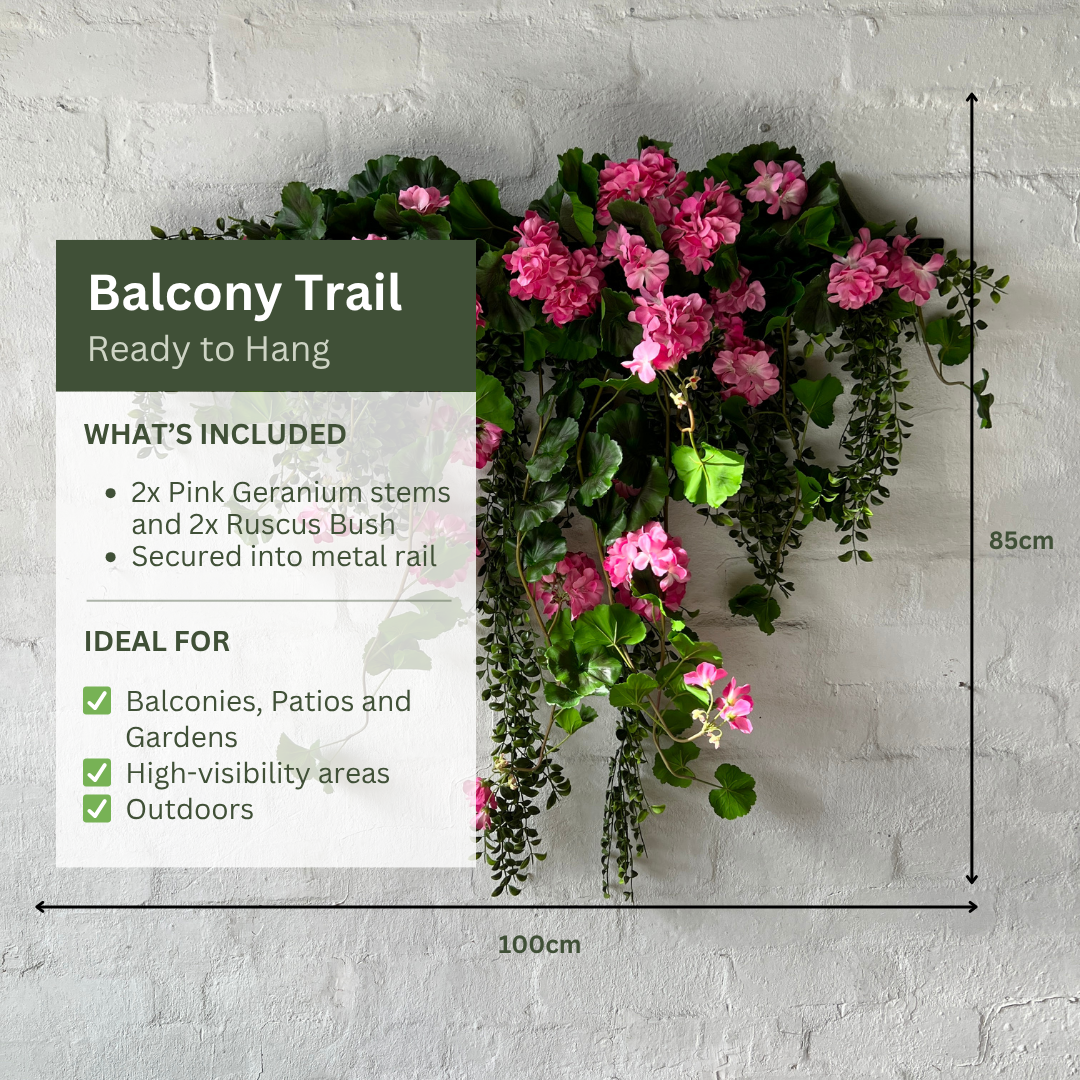 Artificial Hanging Pink Geranium Bush | Outdoor