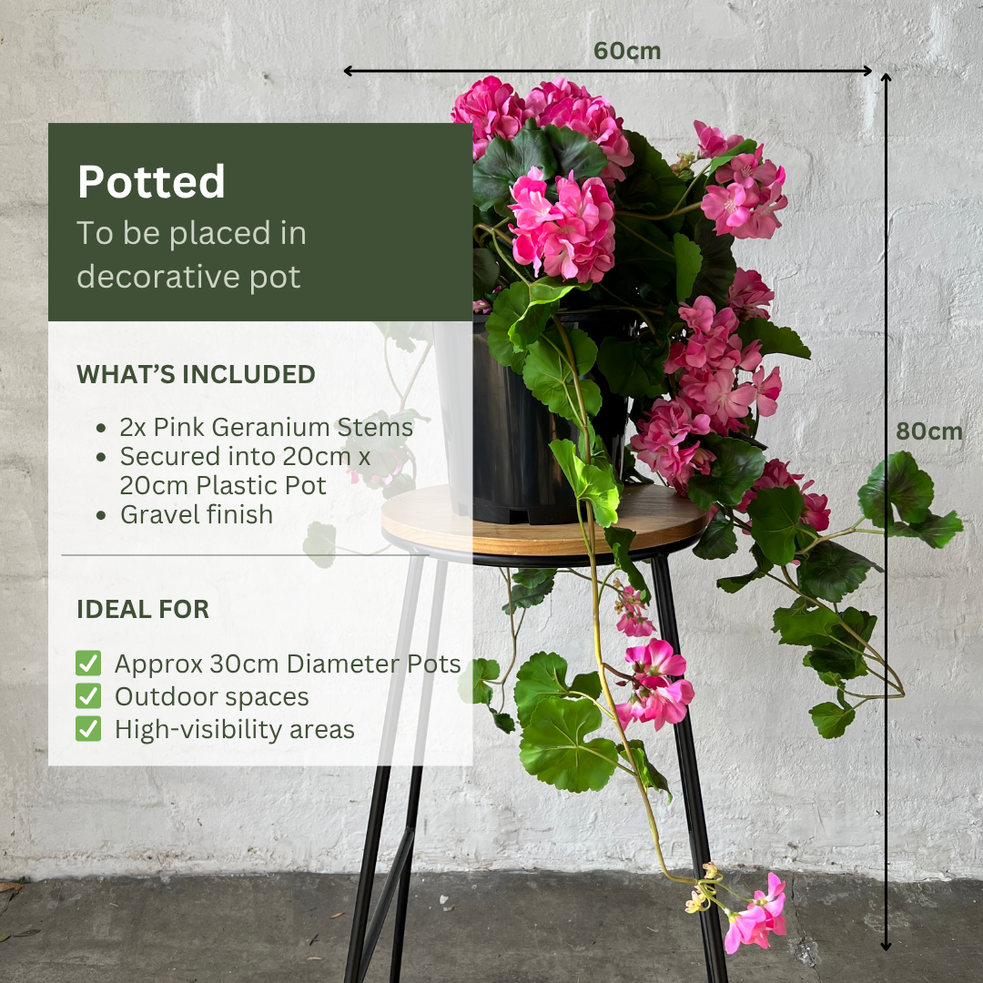 Artificial Hanging Pink Geranium Bush | Outdoor