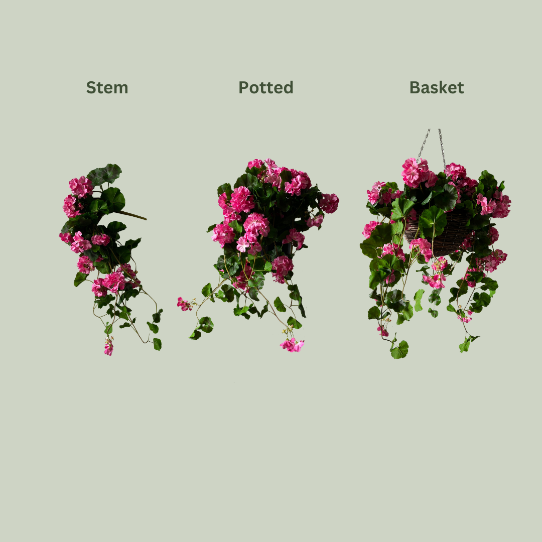 Artificial Hanging Pink Geranium Bush | Outdoor