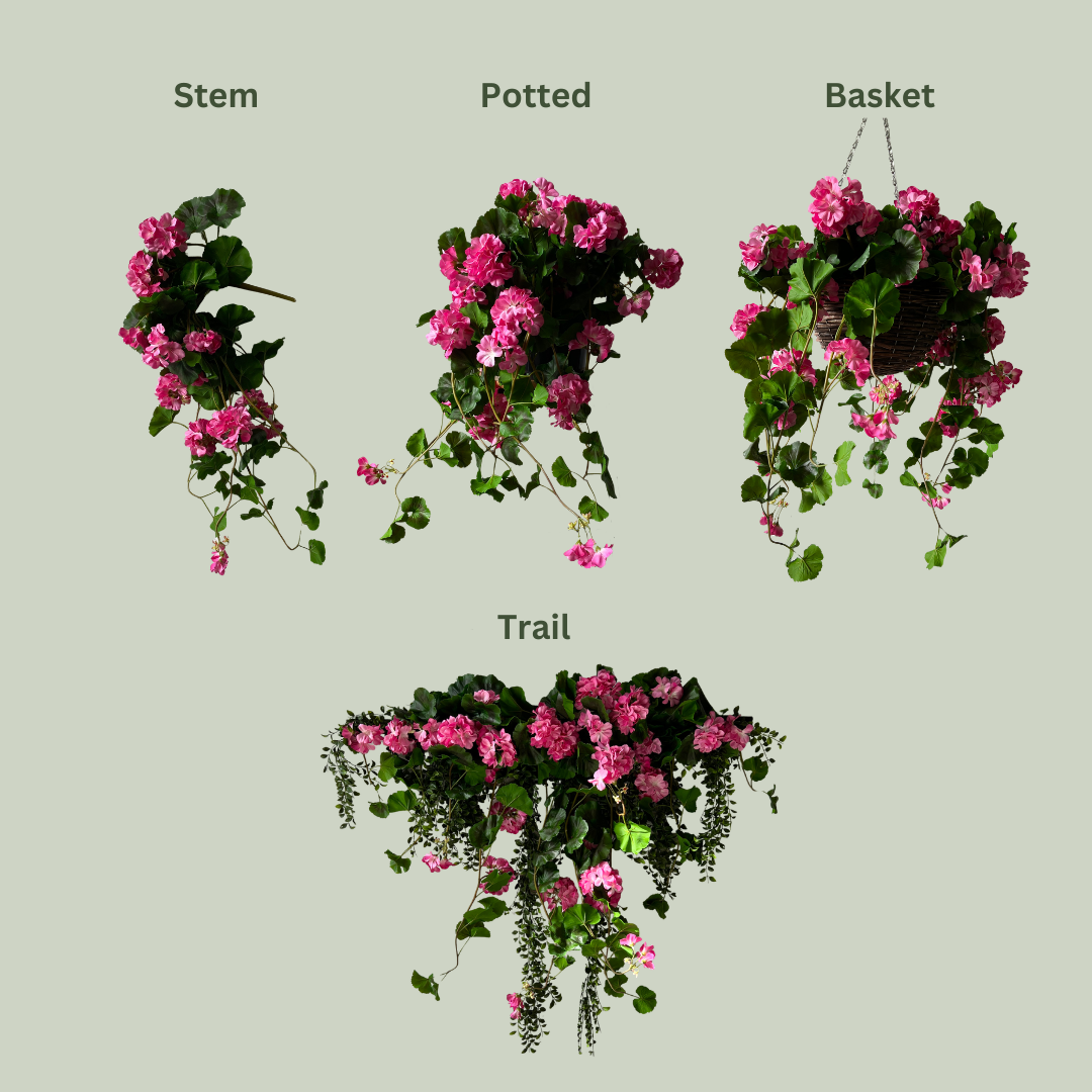 Artificial Hanging Pink Geranium Bush | Outdoor
