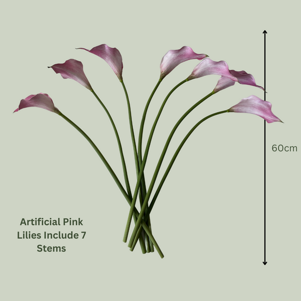 Artificial Pink Lilies | 7 Stems