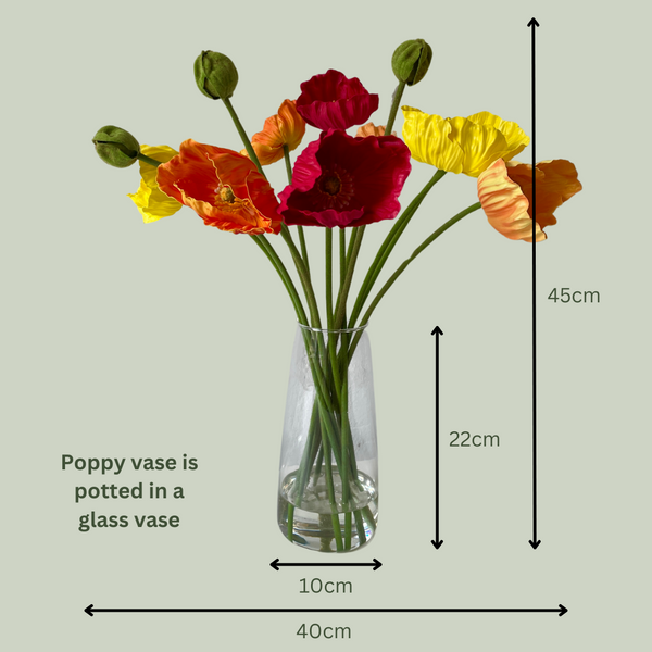 Artificial Poppy Vase | Orange