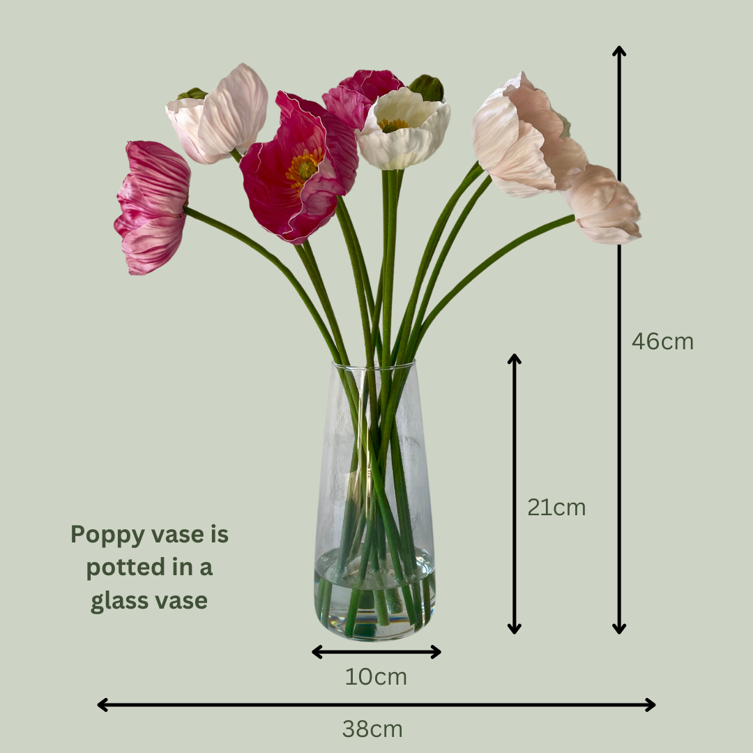 Artificial Poppy Vase | Pink