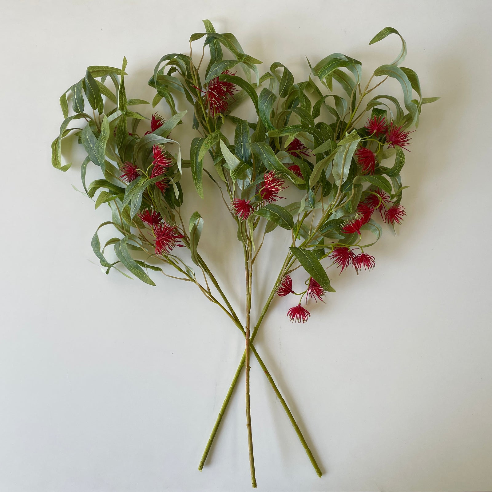 Artificial Red Bottlebrush Stems | 3 Stems