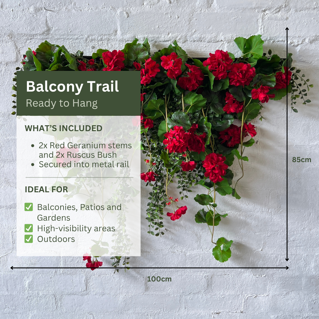 Artificial Hanging Red Geranium Bush | Outdoor