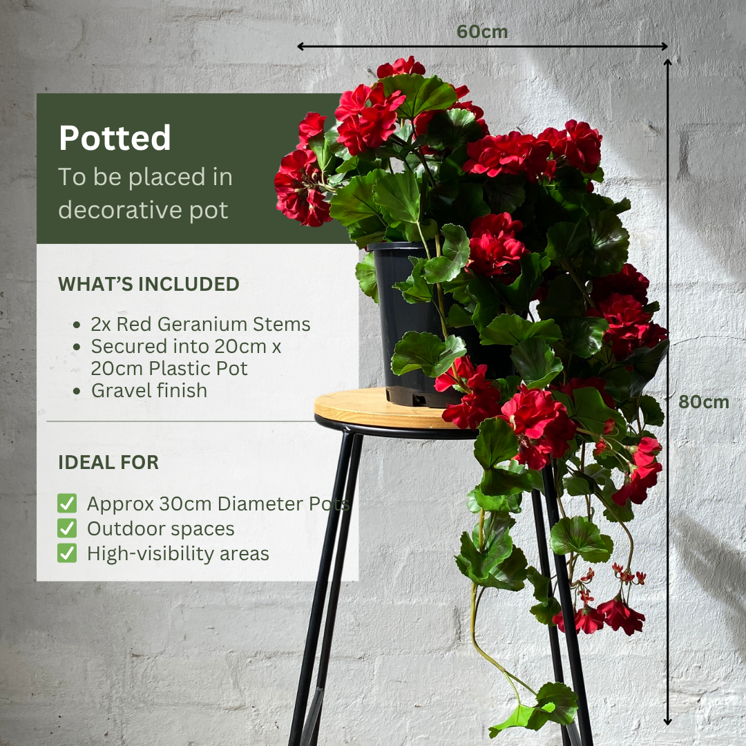 Artificial Hanging Red Geranium Bush | Outdoor