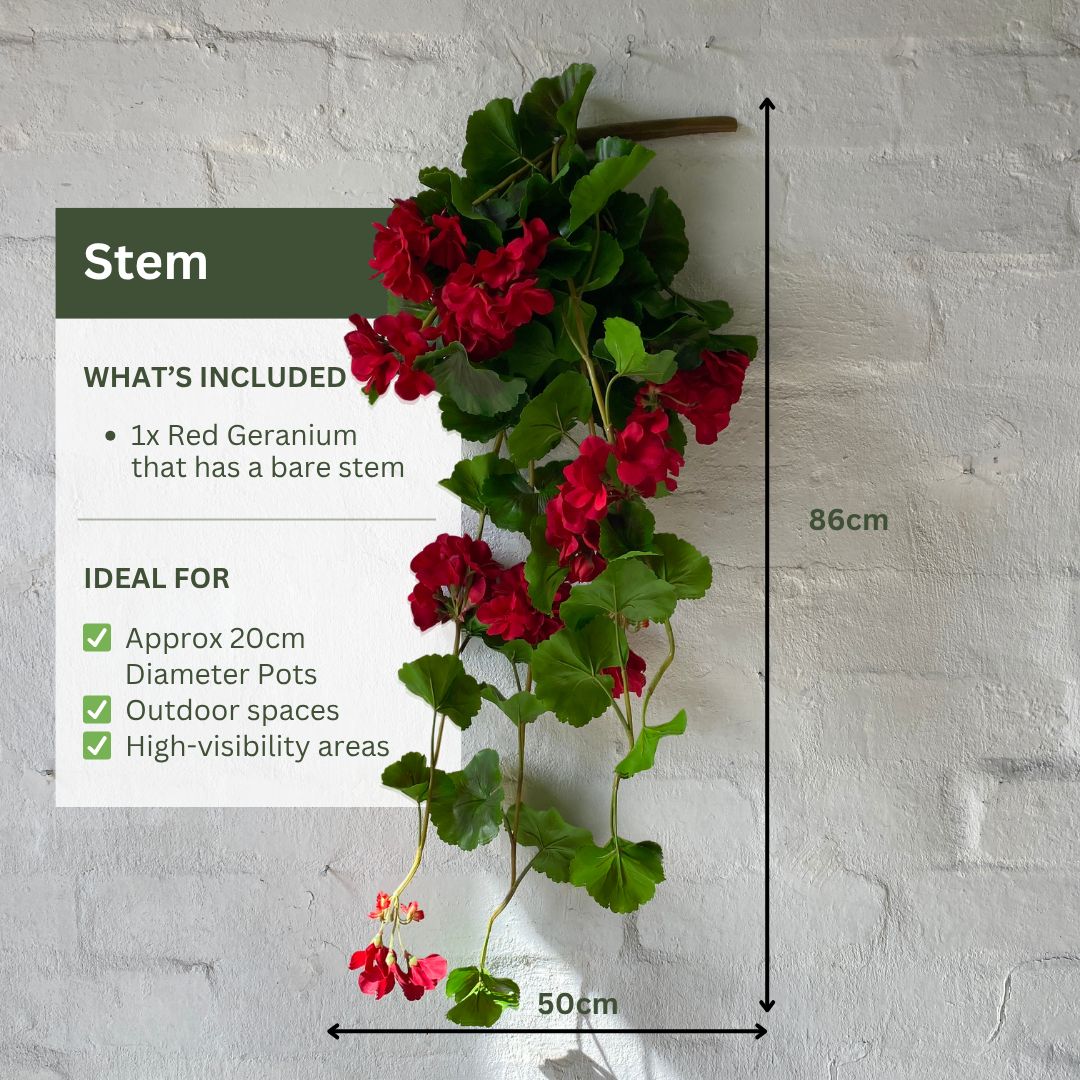 Artificial Hanging Red Geranium Bush | Outdoor
