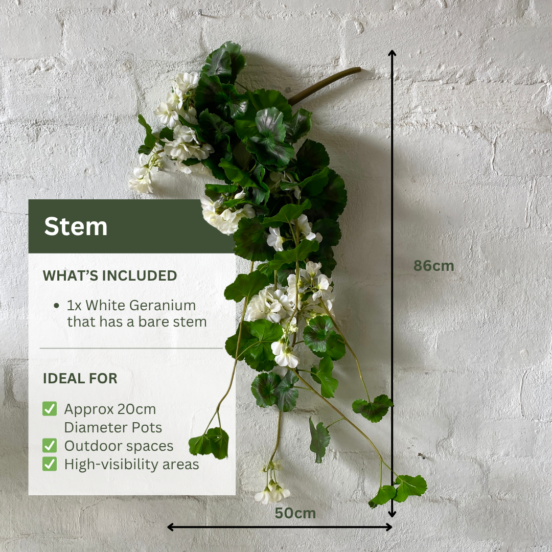 Artificial Hanging White Geranium Bush | Outdoor
