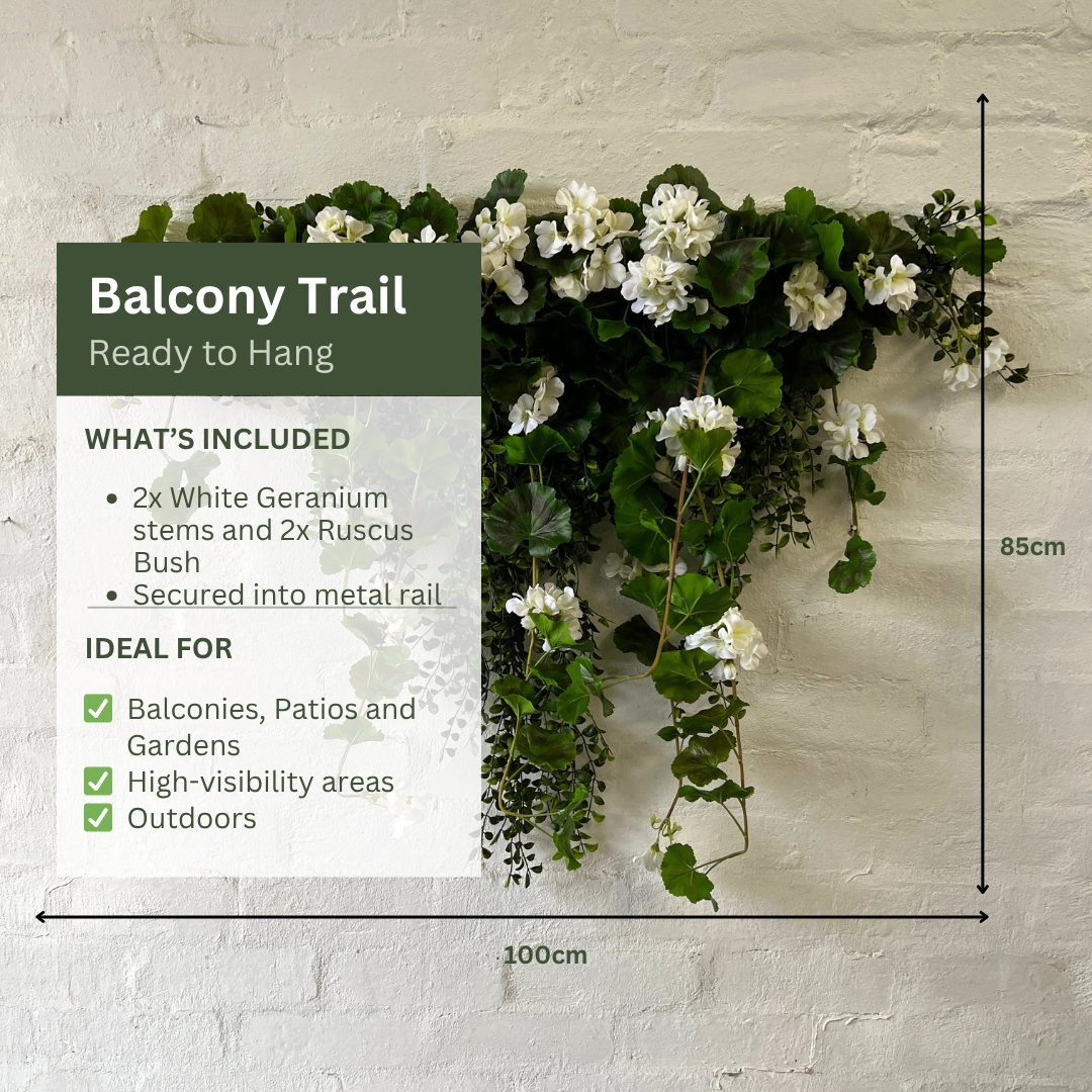 Artificial Hanging White Geranium Bush | Outdoor