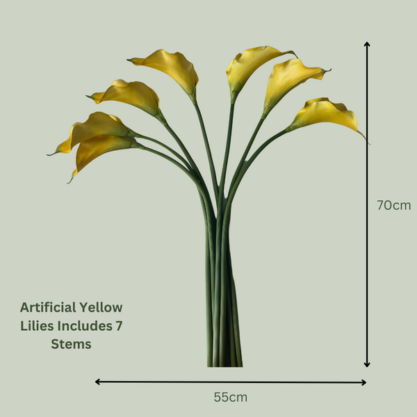 Artificial Yellow Lilies | 7 Stems