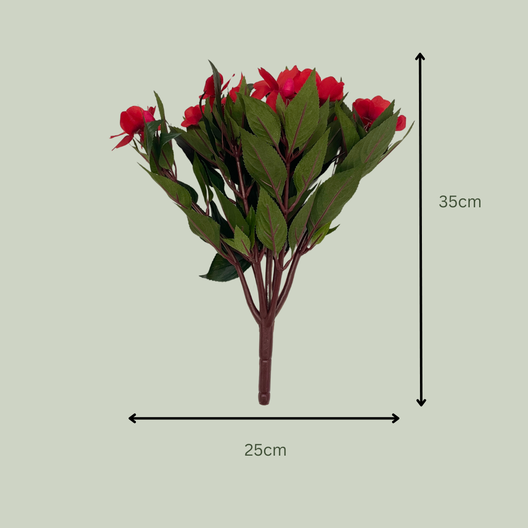 Artificial Red Impatiens Plants