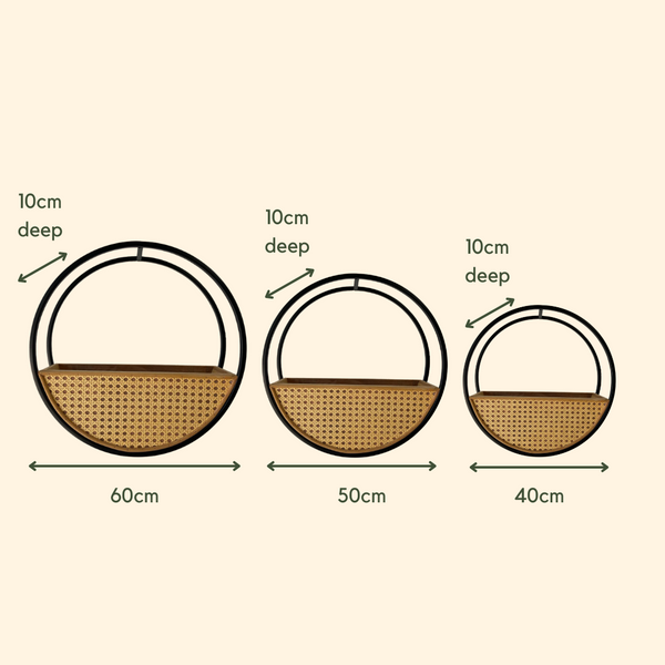 Half Moon Wall Planters | Rattan