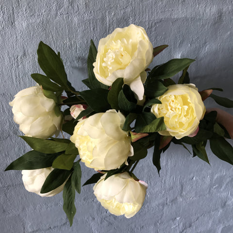 Artificial Peony Bunch | White | 3 Stems