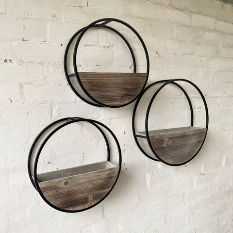 Half Moon Wall Planters | Brown Wood