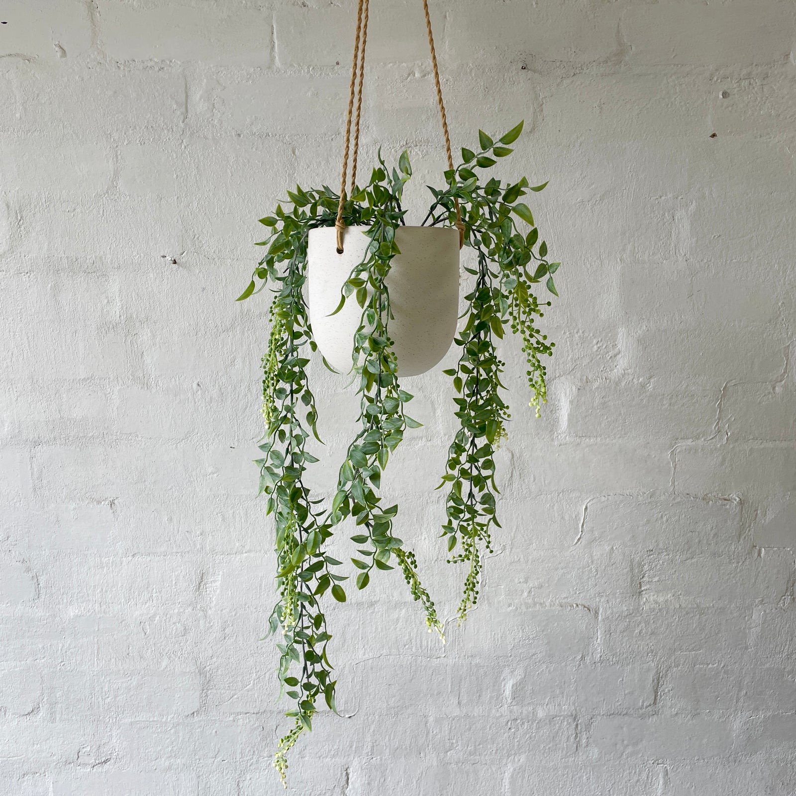 Artificial Leaf & Berry Hanging Bush | Grey & White